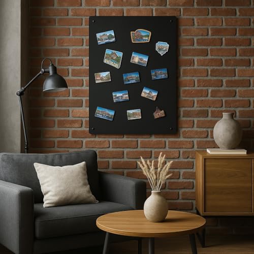 Magnettafel Schwarz 80x50 cm aus Edelstahl Magnetwand Pinnwand Magnetisch Groß Magnetboard Küche, Büro, Kinderzimmer