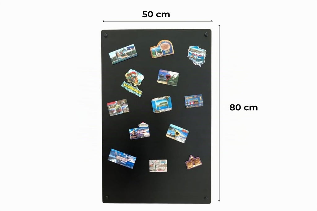 Magnettafel Schwarz 80x50 cm aus Edelstahl Magnetwand Pinnwand Magnetisch Groß Magnetboard Küche, Büro, Kinderzimmer