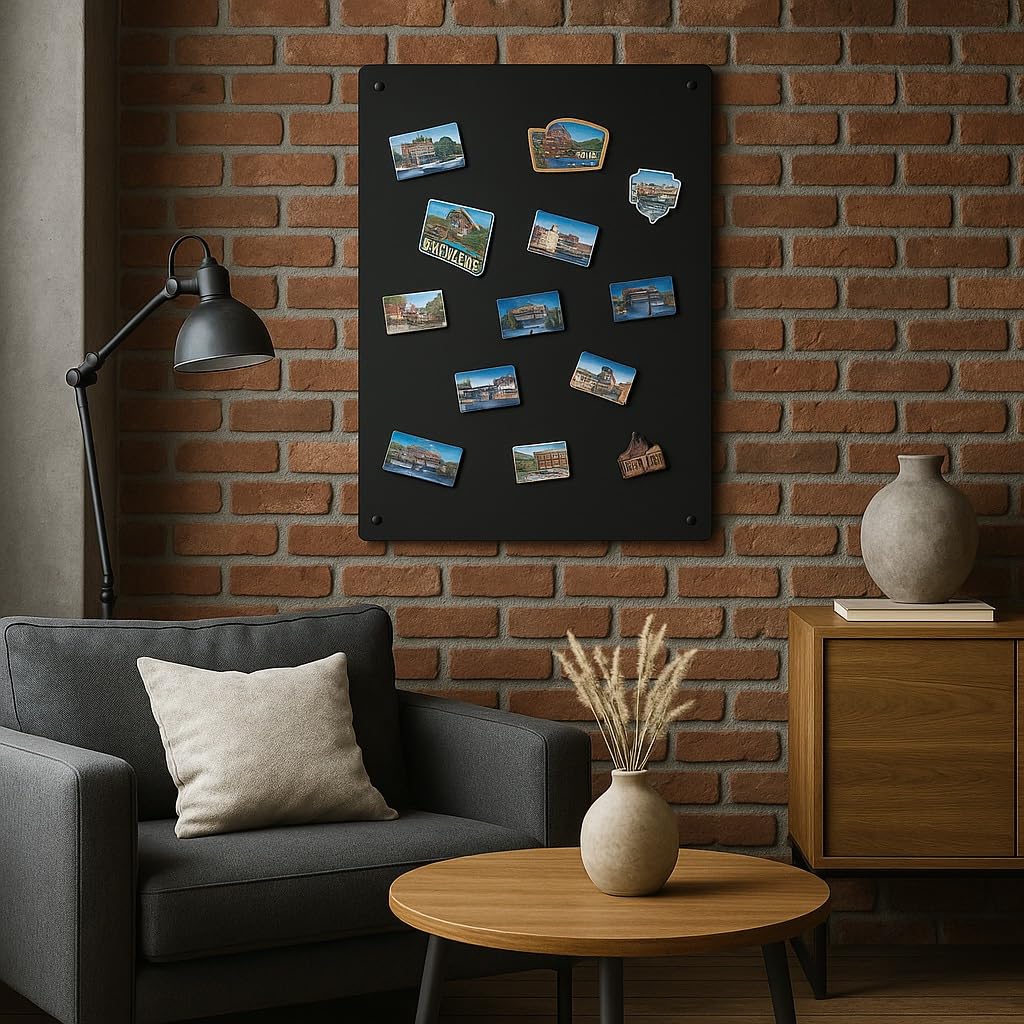 Magnettafel Schwarz 80x50 cm aus Edelstahl Magnetwand Pinnwand Magnetisch Groß Magnetboard Küche, Büro, Kinderzimmer