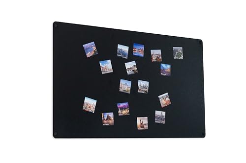 Magnettafel Schwarz 80x50 cm aus Edelstahl Magnetwand Pinnwand Magnetisch Groß Magnetboard Küche, Büro, Kinderzimmer