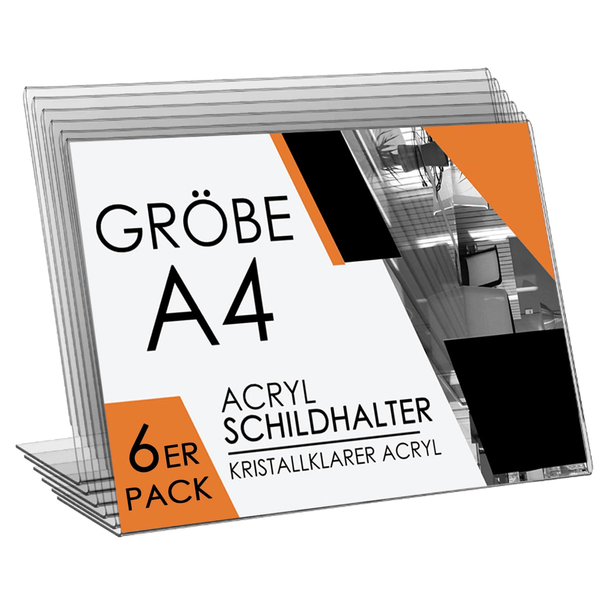 Aufsteller A4 6er-Set - Acryl Tischaufsteller A4 Für Büro, Rezeption, Hochzeit - Hochwertiger Steller Für Einzigartige Veranstaltung 21,7 x 30 cm