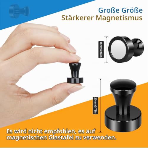 Wukong Neodym Magnete Starker Halt, 16×20mm | 8 Stück Starke Magnete Push Pins, Whiteboard Magnet Schwarz für Magnettafel, Kühlschrank und Büro