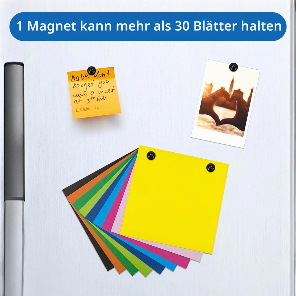 Wukong Neodym Magnete Starker Halt, 16×20mm | 8 Stück Starke Magnete Push Pins, Whiteboard Magnet Schwarz für Magnettafel, Kühlschrank und Büro