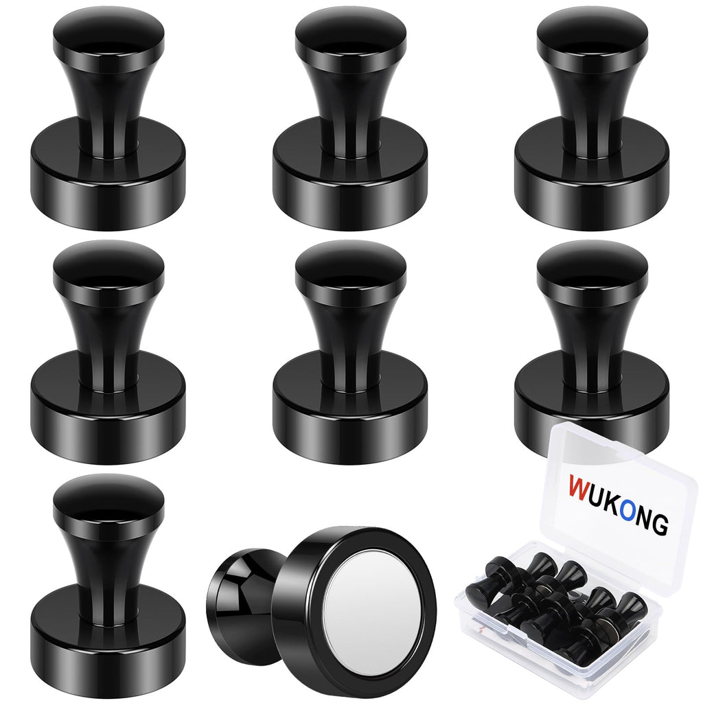 Wukong Neodym Magnete Starker Halt, 16×20mm | 8 Stück Starke Magnete Push Pins, Whiteboard Magnet Schwarz für Magnettafel, Kühlschrank und Büro