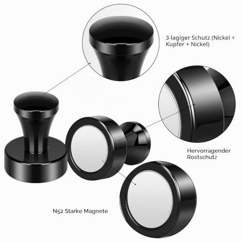 Wukong Neodym Magnete Starker Halt, 16×20mm | 8 Stück Starke Magnete Push Pins, Whiteboard Magnet Schwarz für Magnettafel, Kühlschrank und Büro