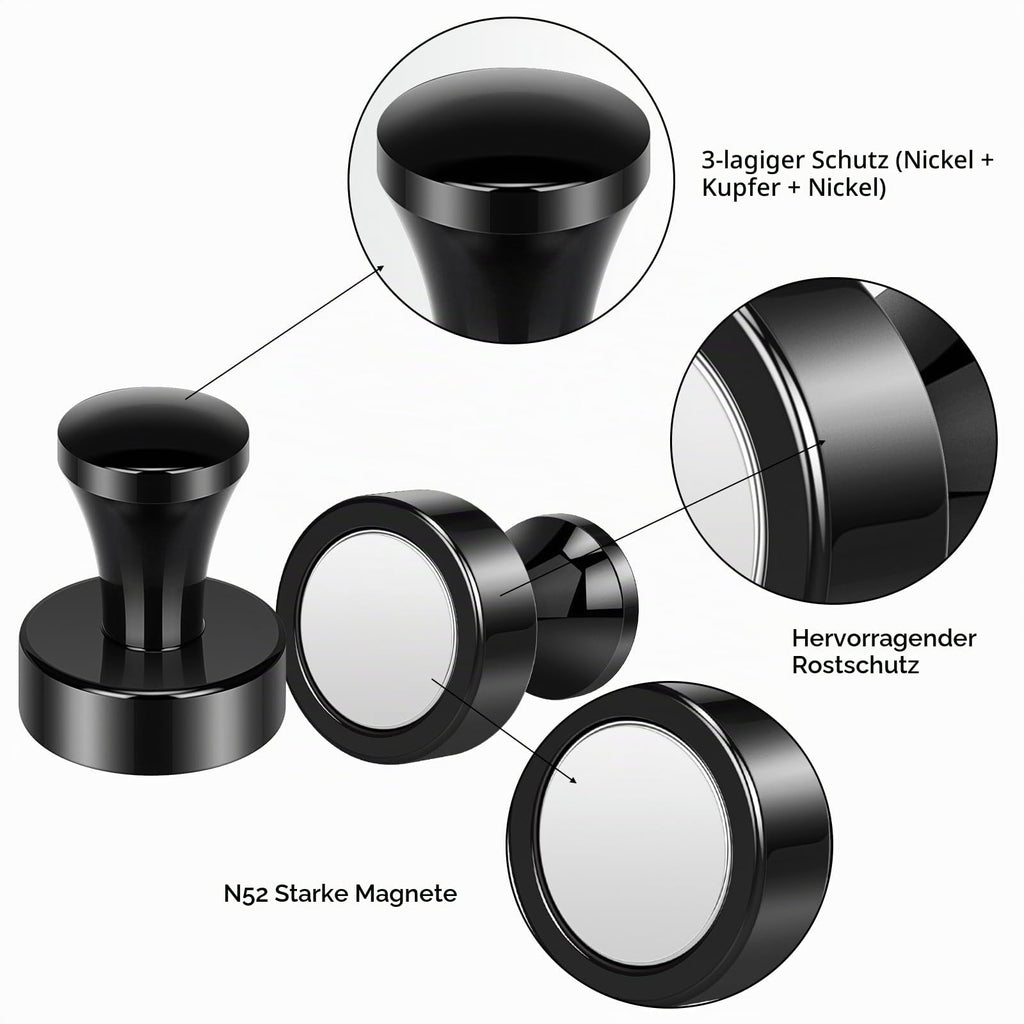 Wukong Neodym Magnete Starker Halt, 16×20mm | 8 Stück Starke Magnete Push Pins, Whiteboard Magnet Schwarz für Magnettafel, Kühlschrank und Büro