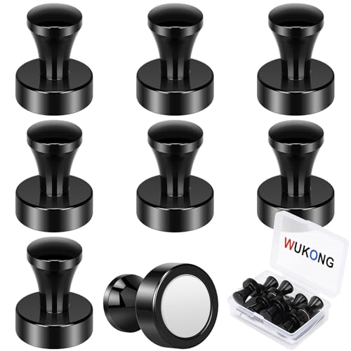 Wukong Neodym Magnete Starker Halt, 16×20mm | 8 Stück Starke Magnete Push Pins, Whiteboard Magnet Schwarz für Magnettafel, Kühlschrank und Büro