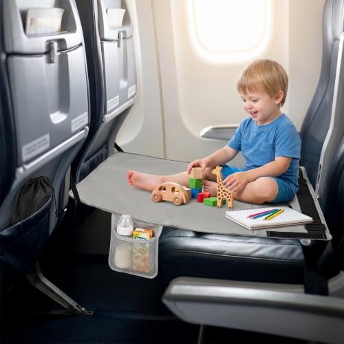 Flugzeug Bett Kinder - 77 x 44 cm Sitzverlängerung Flugzeug Kinder mit Seitentaschen, Tragbare Atmungsaktive Leichte Langlebige Flugzeugsitz Extender, Reisebett Baby für Flugzeugen, Zügen, Auto