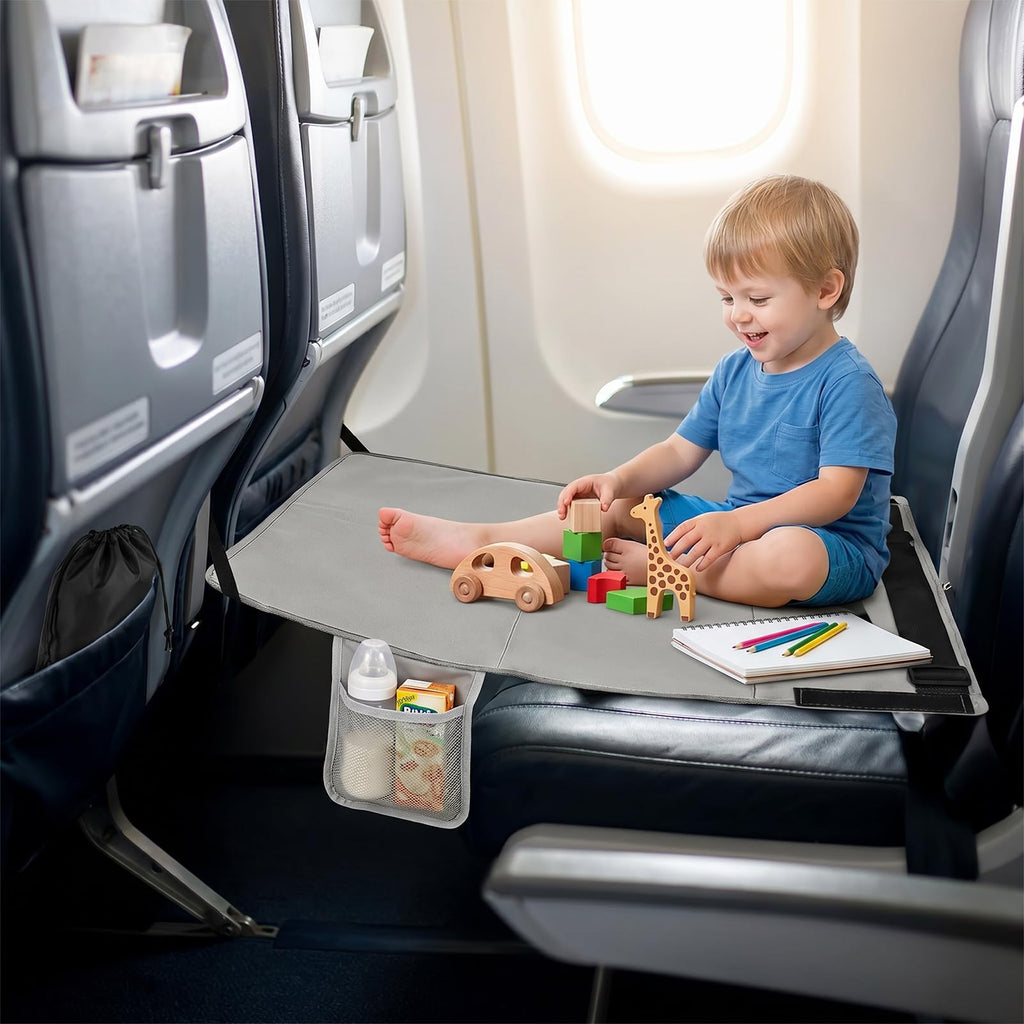 Flugzeug Bett Kinder - 77 x 44 cm Sitzverlängerung Flugzeug Kinder mit Seitentaschen, Tragbare Atmungsaktive Leichte Langlebige Flugzeugsitz Extender, Reisebett Baby für Flugzeugen, Zügen, Auto