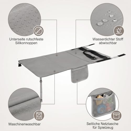 Flugzeug Bett Kinder - 77 x 44 cm Sitzverlängerung Flugzeug Kinder mit Seitentaschen, Tragbare Atmungsaktive Leichte Langlebige Flugzeugsitz Extender, Reisebett Baby für Flugzeugen, Zügen, Auto