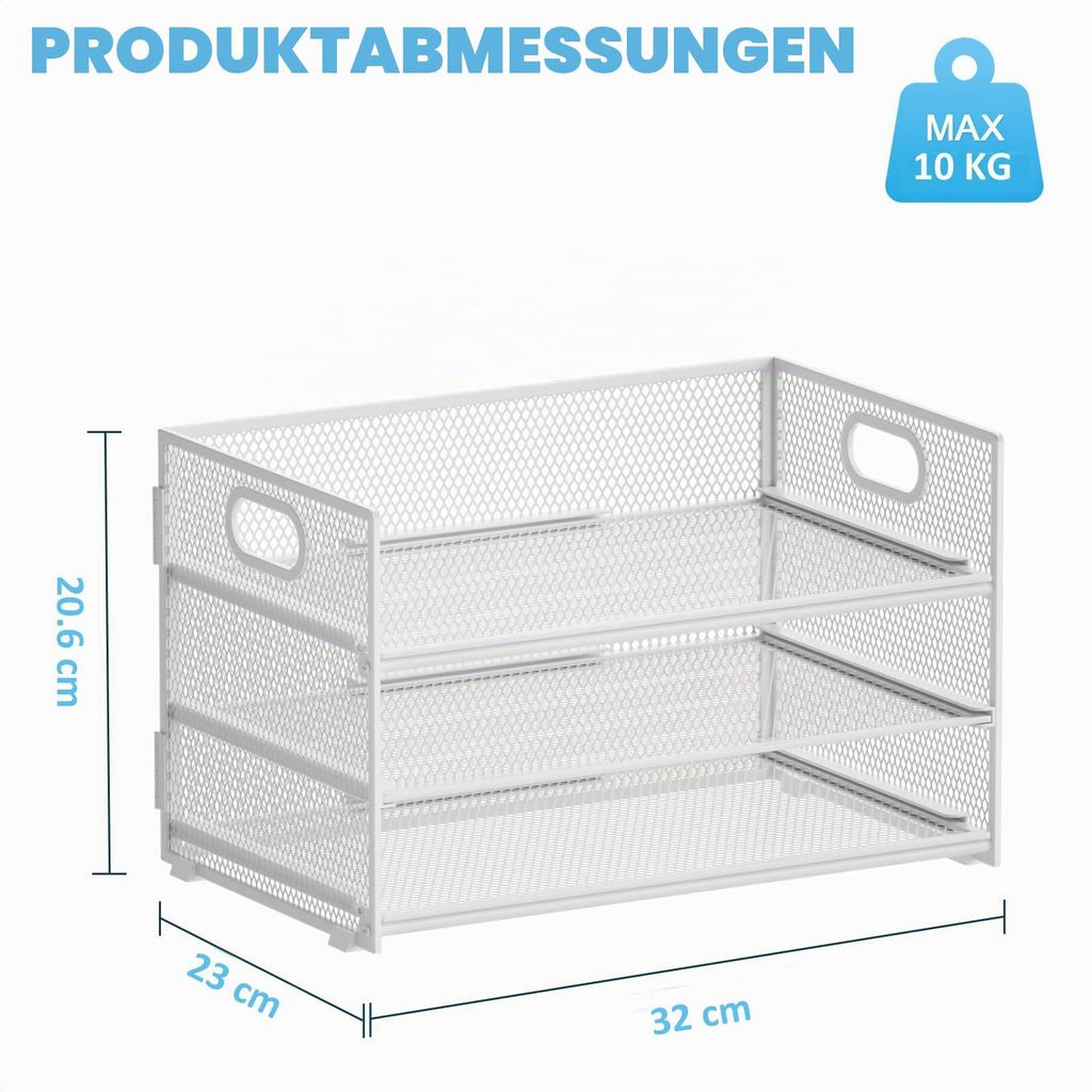 Marbrasse Schreibtisch Organizer Aktenhalter,3 Ebenen Papier Briefablage mit Handgriff,Netz Ablagefächer für Büro Bedarf Dokumentenablage(Weiß)