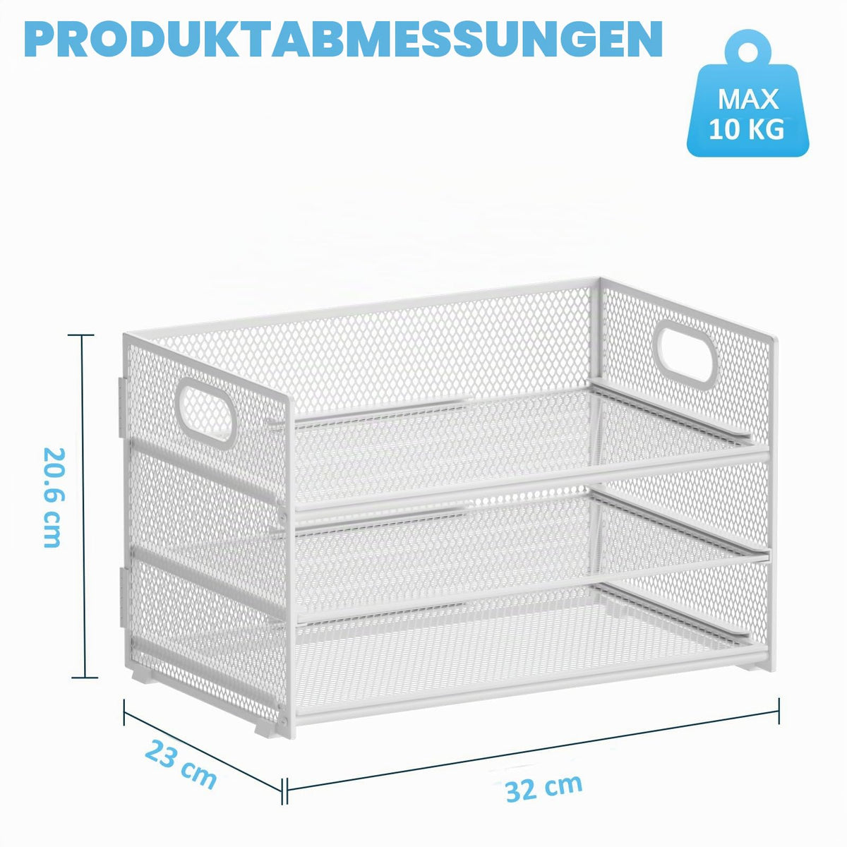 Marbrasse Schreibtisch Organizer Aktenhalter,3 Ebenen Papier Briefablage mit Handgriff,Netz Ablagefächer für Büro Bedarf Dokumentenablage(Weiß)