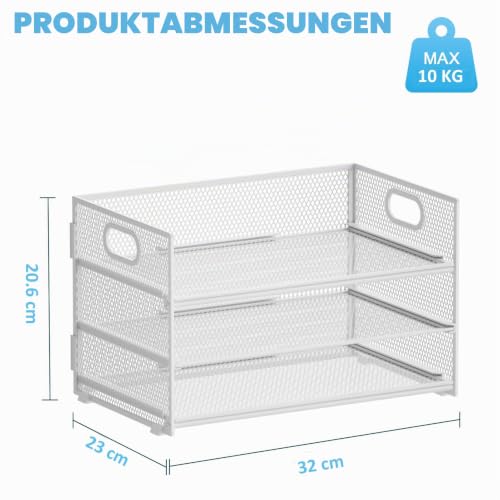 Marbrasse Schreibtisch Organizer Aktenhalter,3 Ebenen Papier Briefablage mit Handgriff,Netz Ablagefächer für Büro Bedarf Dokumentenablage(Weiß)
