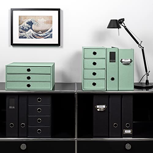 Rössler SOHO 3er Schubladenbox A4 aus Papier | Büro Organizer Schreibtisch| Schubladen Organizer Büro Zubehör & Bürobedarf | Schreibtisch Organizer Box | 34 x 25 x 19 cm | 1 Stück | Farbe: Mint