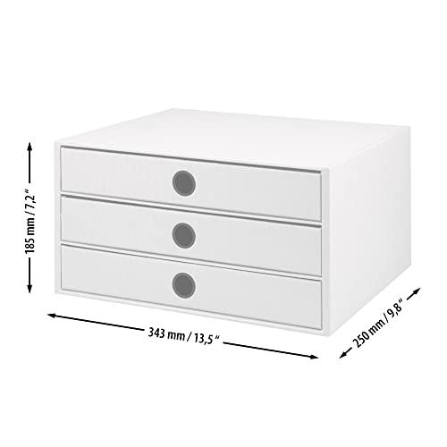 Rössler SOHO 3er Schubladenbox A4 aus Papier | Büro Organizer Schreibtisch| Schubladen Organizer Büro Zubehör & Bürobedarf | Schreibtisch Organizer Box | 34 x 25 x 19 cm | 1 Stück | Farbe: Mint