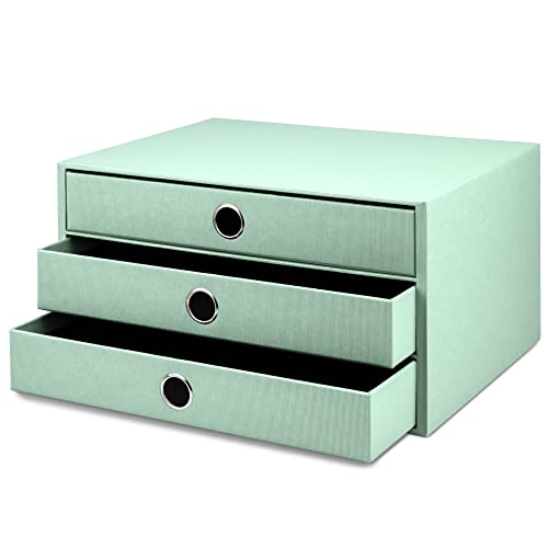 Rössler SOHO 3er Schubladenbox A4 aus Papier | Büro Organizer Schreibtisch| Schubladen Organizer Büro Zubehör & Bürobedarf | Schreibtisch Organizer Box | 34 x 25 x 19 cm | 1 Stück | Farbe: Mint