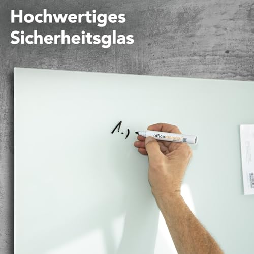 Master of Boards Premium Magnettafel aus Glas, Whiteboard Rahmenlos, Pinnwand magnetisch, Glastafel inkl. 5 Magnete, Magnetwand beschreibbar, Wandtafel, Memoboard (90 x 120 cm)