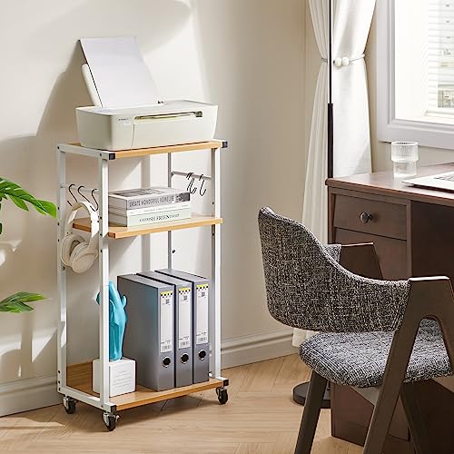 YMYNY Mobiler Druckertisch,Druckerwagen 44×30×82CM Naturfarben HPT002N