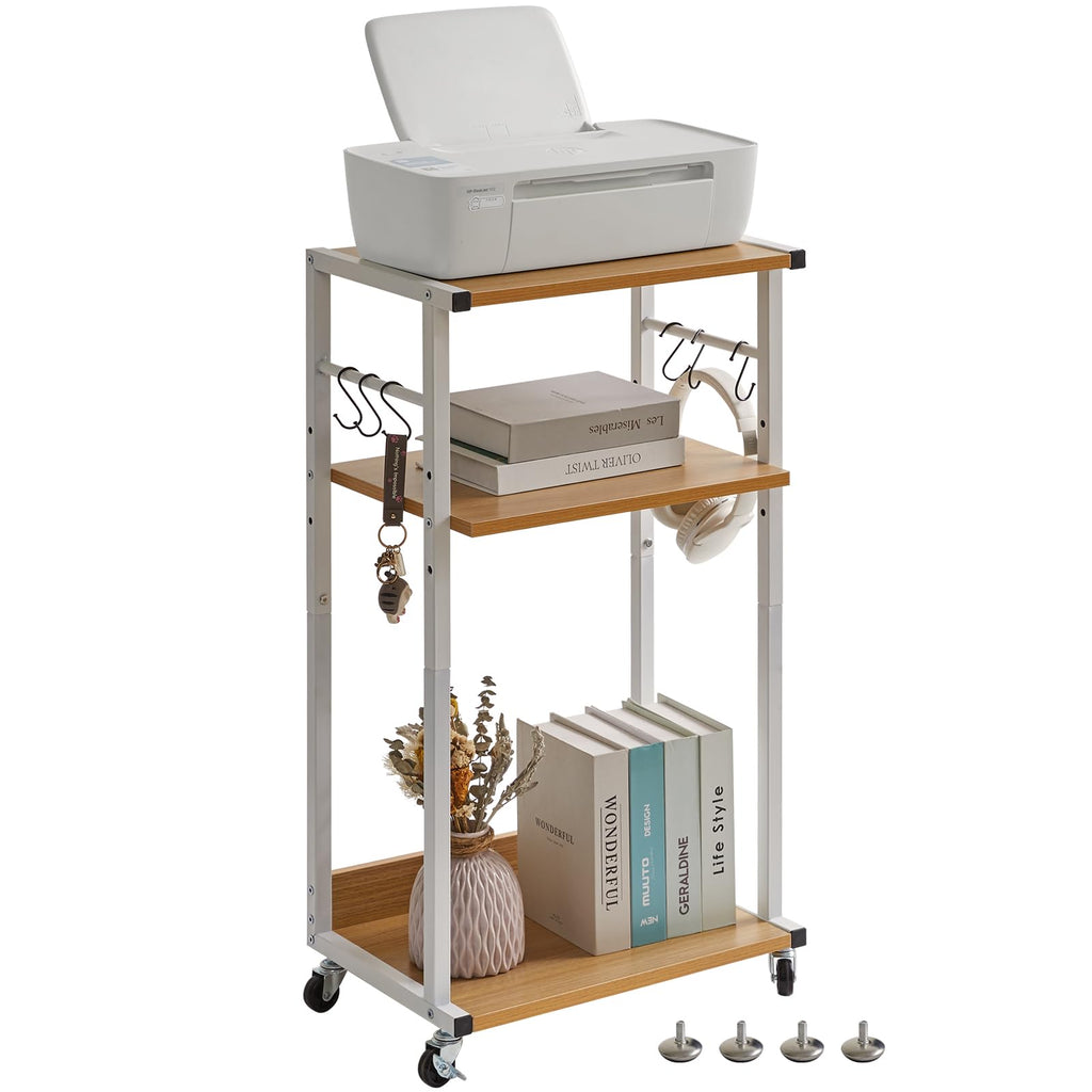 YMYNY Mobiler Druckertisch,Druckerwagen 44×30×82CM Naturfarben HPT002N