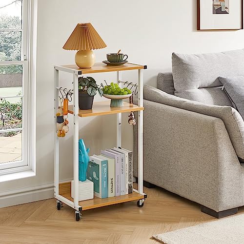 YMYNY Mobiler Druckertisch,Druckerwagen 44×30×82CM Naturfarben HPT002N