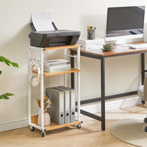 YMYNY Mobiler Druckertisch,Druckerwagen 44×30×82CM Naturfarben HPT002N