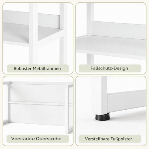 KOMFOTTEU Schreibtischregal 3-Ebenen mit Kippschutz & Fußpolstern
