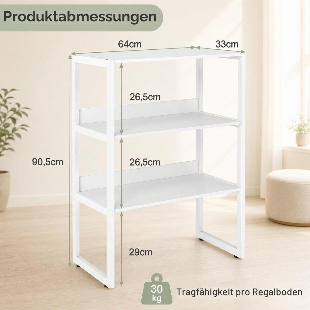 KOMFOTTEU Schreibtischregal 3-Ebenen mit Kippschutz & Fußpolstern