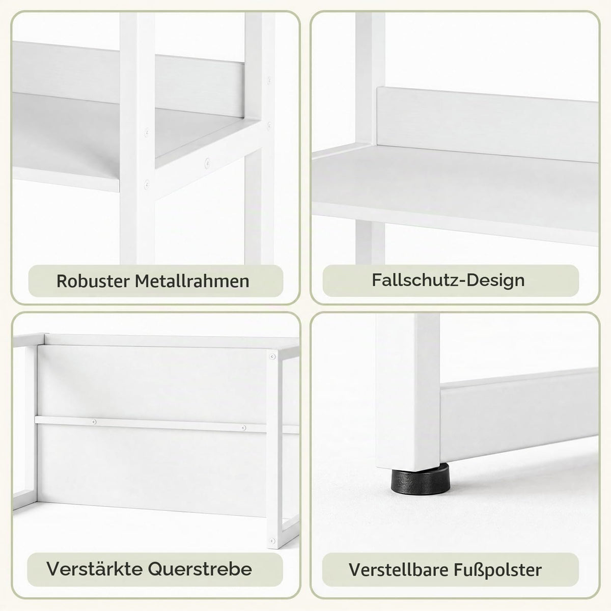 KOMFOTTEU Schreibtischregal 3-Ebenen mit Kippschutz & Fußpolstern