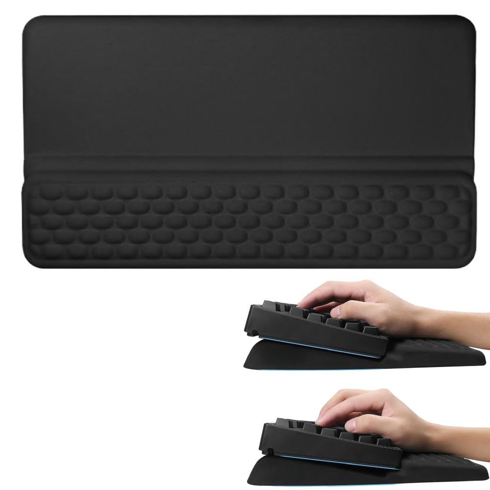 Sightday Tastatur-Handgelenkauflage mit Ständer, 2-in-1-Tastatur-Handgelenkstütze, weiche Memory-Schaum-Tastaturmatte, rutschfeste Tastaturauflage für Zuhause, Büro, Gaming, Schreibtischzubehör