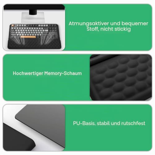 Sightday Tastatur-Handgelenkauflage mit Ständer, 2-in-1-Tastatur-Handgelenkstütze, weiche Memory-Schaum-Tastaturmatte, rutschfeste Tastaturauflage für Zuhause, Büro, Gaming, Schreibtischzubehör