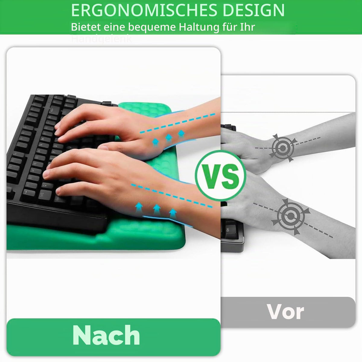 Sightday Tastatur-Handgelenkauflage mit Ständer, 2-in-1-Tastatur-Handgelenkstütze, weiche Memory-Schaum-Tastaturmatte, rutschfeste Tastaturauflage für Zuhause, Büro, Gaming, Schreibtischzubehör