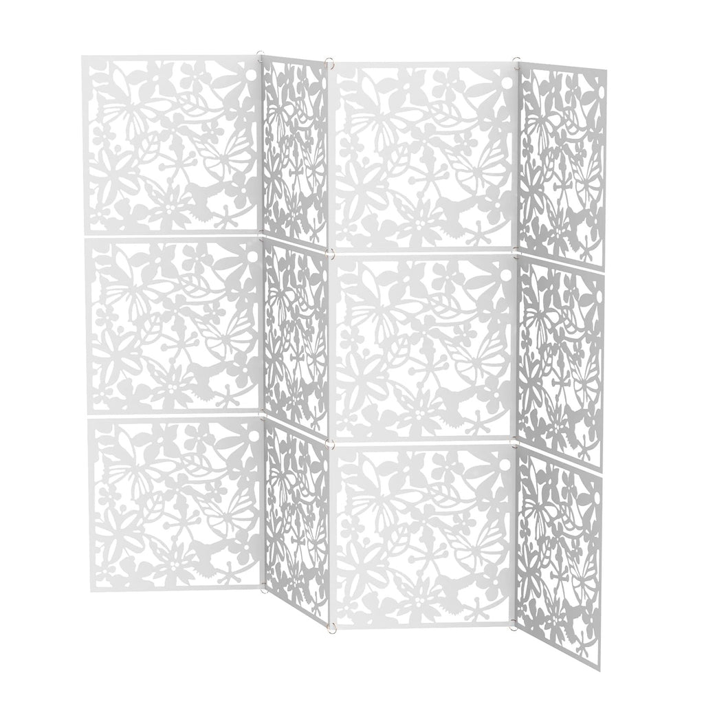 12pc Paravent, Hängende Raumteiler, Faltbarer Paraventgestell, Hohle Schnitzerei, Raumteiler oder Wanddekoration in Schlafzimmern, Wohnzimmern, Fluren, Einzelne 40×40cm, Weiß