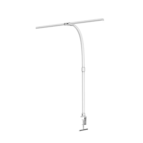 LUXULA LED Doppelkopf Schreibtischlampe, klemmbar, dimmbar, weiß
