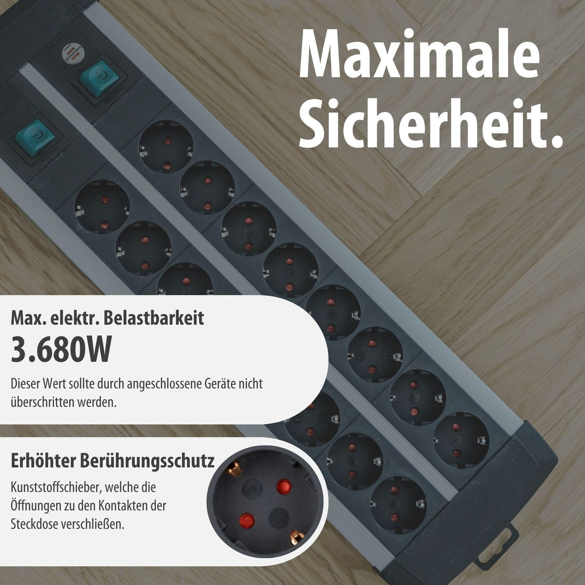 Brennenstuhl Premium-Alu-Line Steckdosenleiste 16-Fach, 3m