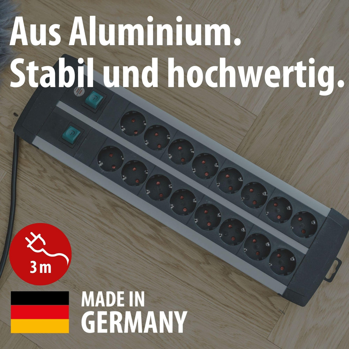 Brennenstuhl Premium-Alu-Line Steckdosenleiste 16-Fach, 3m