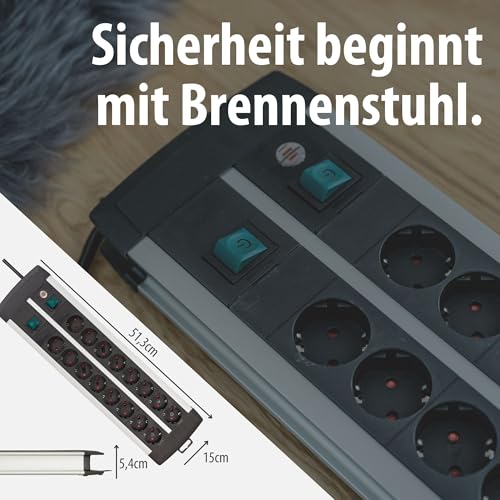 Brennenstuhl Premium-Alu-Line Steckdosenleiste 16-Fach, 3m