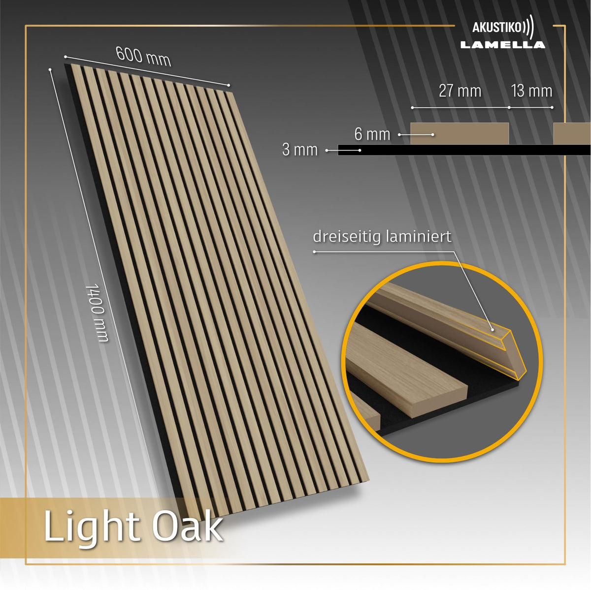 AKUSTIKO Lamella Akustikpaneele 4 Stück 140x60cm - flexible Filz MDF Wandpaneele fugenlos - überlappende Holz Lamellenwand, Innendekor modern - Akustik Wandverkleidung (3.36m² Light Oak)