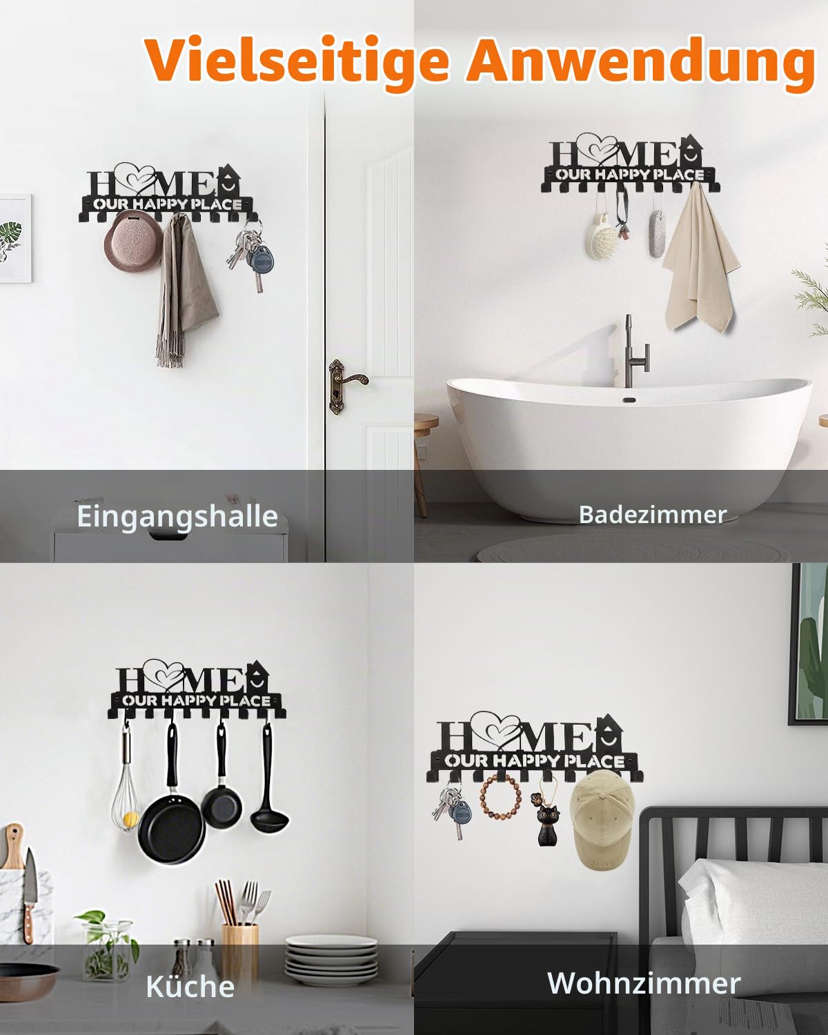 Schlüsselbrett Haken für Wand mit Schrauben und Dübeln