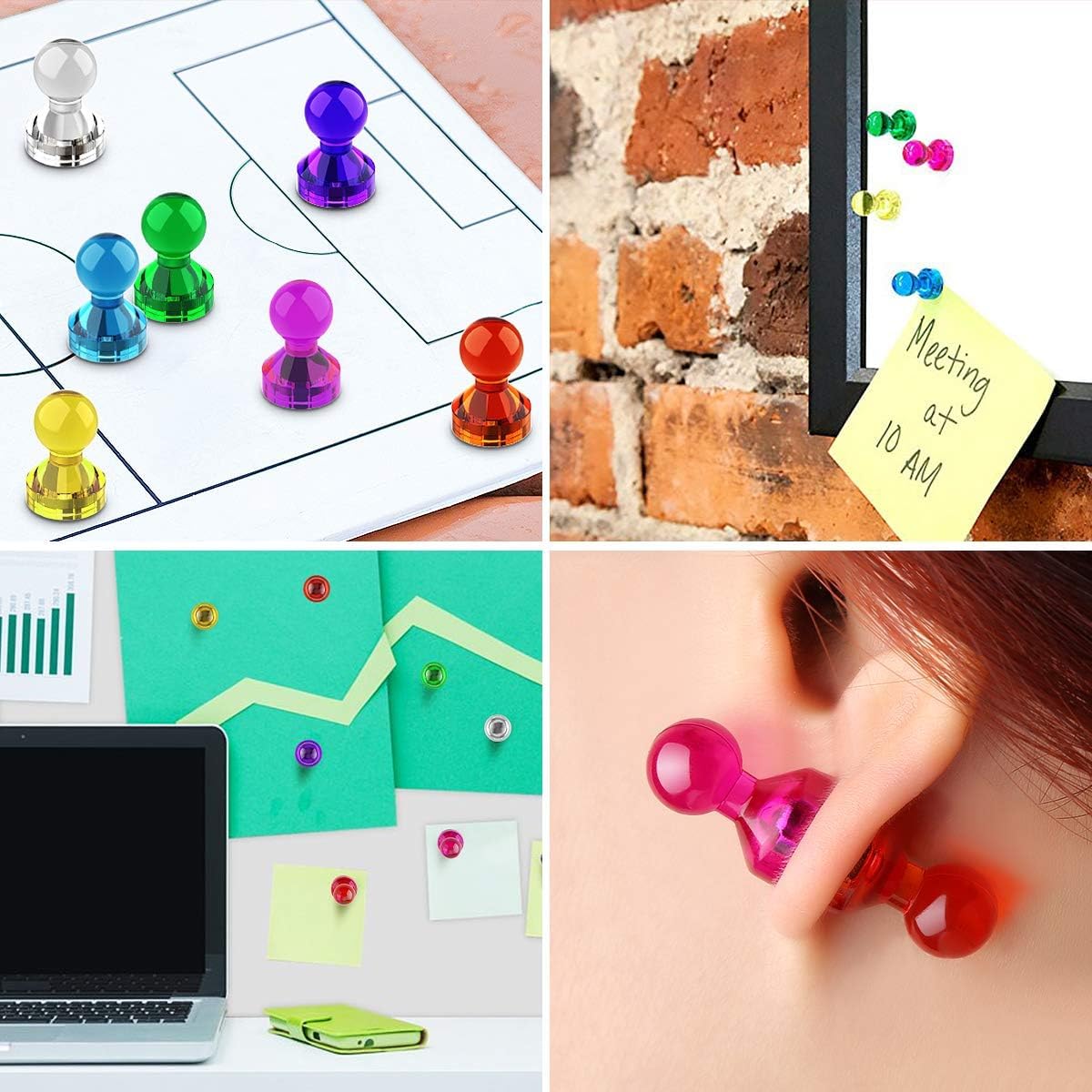 Wukong 10×16mm Kegelmagnete für Magnettafel, 56 Stück Kleine Magneten Starker Halt, Magnete Kühlschrank Magnete Stark Bunt, Whiteboard Magnete für Schule und Büro
