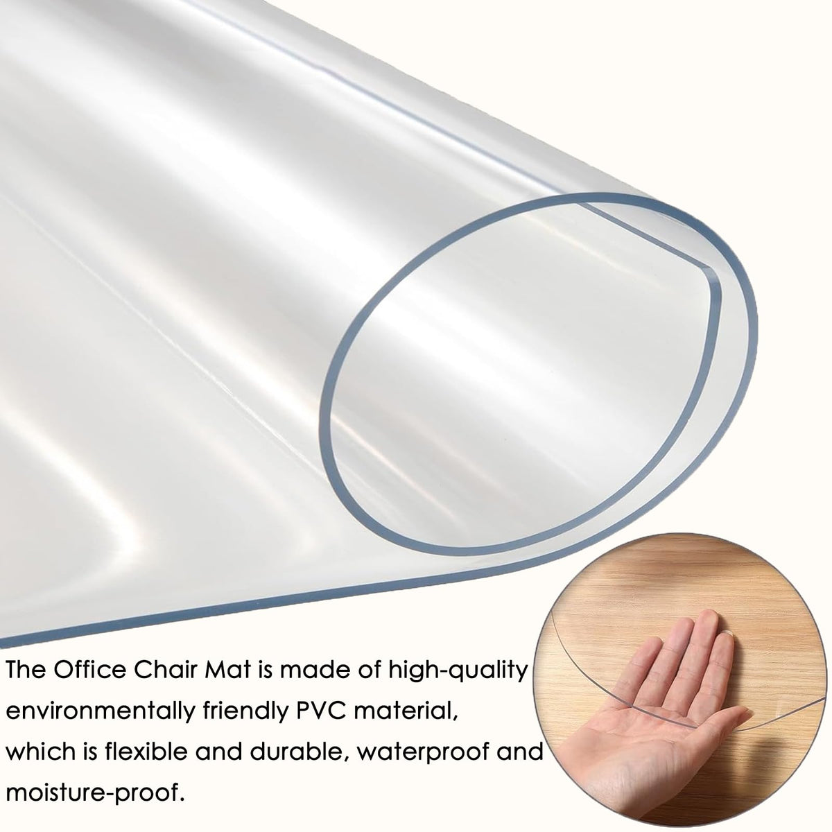 Bodenschutzmatte 50 x 180 cm Kratzfest, Transparent, Antirutsch Und Strapazierfähige, Versch. Größen, Stärke: 1,3 MM, Bodenschutzmatte Bürostuhl/Stuhlunterlage, Für Laminat & Fliesen, transparent