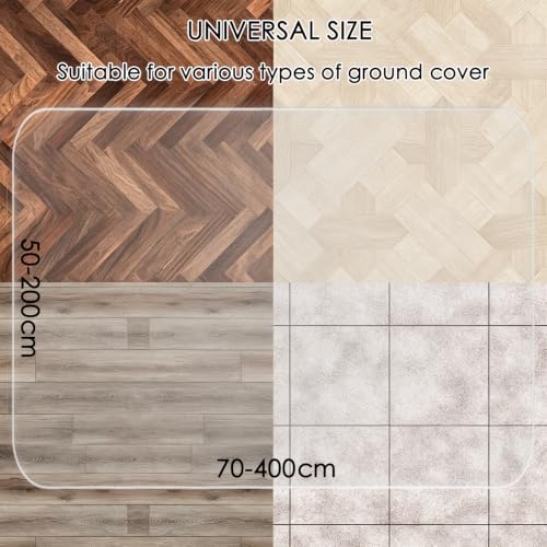 Bodenschutzmatte 50 x 180 cm Kratzfest, Transparent, Antirutsch Und Strapazierfähige, Versch. Größen, Stärke: 1,3 MM, Bodenschutzmatte Bürostuhl/Stuhlunterlage, Für Laminat & Fliesen, transparent