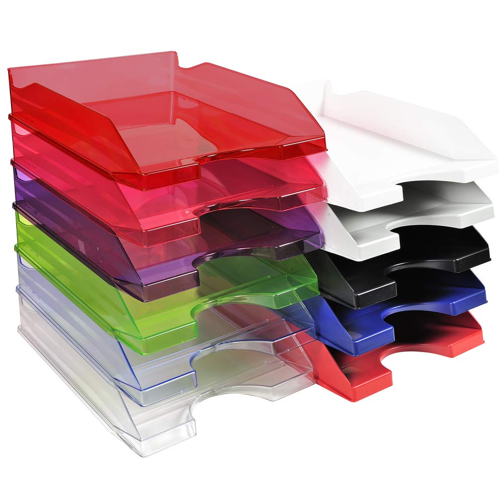 Exacompta 12323D 10er Pack Premium Briefablage Ecotray DIN A4. Ideale Briefkörbe für Ihre Organisation. Robuste und stapelbare Ablagekörbe glasklar