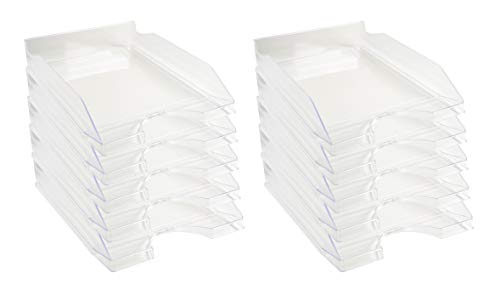 Exacompta 12323D 10er Pack Premium Briefablage Ecotray DIN A4. Ideale Briefkörbe für Ihre Organisation. Robuste und stapelbare Ablagekörbe glasklar