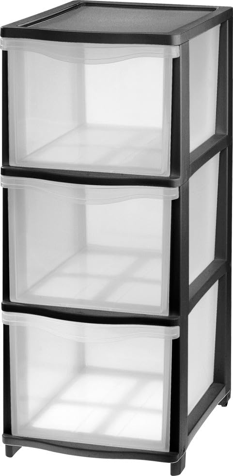 Tontarelli Schubladenturm Cover Line mit Rollen 3 x 13,5 L schwarz Schubladenbox