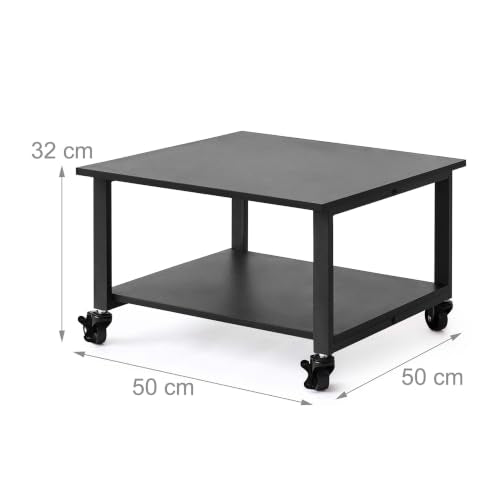 Relaxdays Druckertisch mit Rollen, schwarz