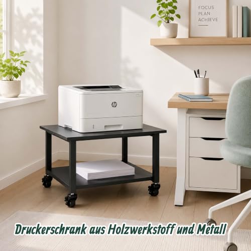 Relaxdays Druckertisch mit Rollen, schwarz