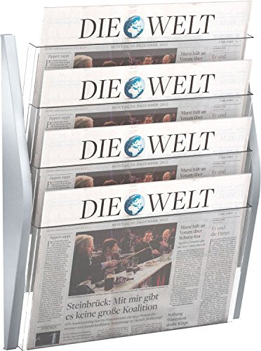 helit H6270400 - Wandbogendisplay „the arc“ , 4 Taschen, DIN A3 quer, silber