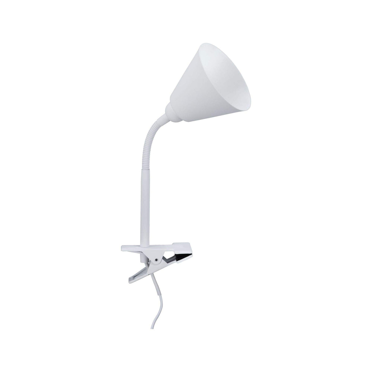 Paulmann 95431 Klemmleuchte Vitis mit Flexarm rund max. 20 Watt Lampe Schnurschalter Weiß Metall, Kunststoff E14 ohne Leuchtmittel