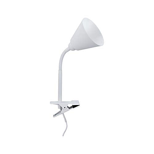 Paulmann 95431 Klemmleuchte Vitis mit Flexarm rund max. 20 Watt Lampe Schnurschalter Weiß Metall, Kunststoff E14 ohne Leuchtmittel