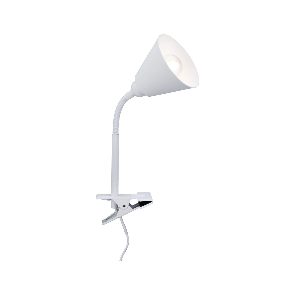 Paulmann 95431 Klemmleuchte Vitis mit Flexarm rund max. 20 Watt Lampe Schnurschalter Weiß Metall, Kunststoff E14 ohne Leuchtmittel
